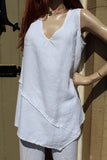 eva tralala laides washed linen sleeveless long baila tunic in white
