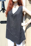 eva tralala ladies washed linen sleeveless long baila tunic in black