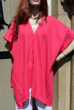 eval tralala womens washed linen baila gilet top in fuchsia