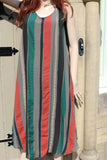 ladies italian wide stripe dress in khaki