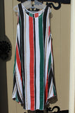 Ladies italian wide stripe dress in white