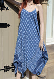 womens italian strappy border sundress in dusky blue