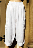 ladies italian white linen three quarter pants