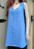 flax womens linen tunic in blue marina washed