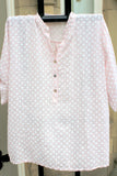 Italian Cotton Gauze Womens Mandarin Collar Muted Spotty Shirt Top