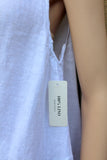 womens italian linen sleeveless dress with stripes in white armhole detail