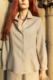 long sleeved shaped ladies linen blouse in natural
