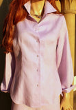 long sleeved shaped ladies linen blouse in lilac