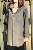 unisex ladies or mens linen shirt in khaki