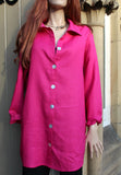 ladies loose linen shirt or jacket in fuchsia