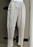ladies italian fine linen pull on trousers in beige