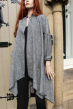 eva tralala ladies linen loose coat amazone black marl