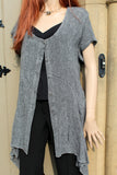 eva tralala womens linen crepe tunic lagune black marl
