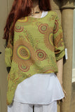 ladies italian puro line linen tunic over fine white vest in lime