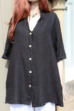 ladies italian linen button through jacket or tunic in black