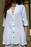 ladies italian linen button through jacket or tunic in white