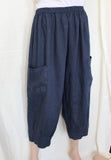 ladies italian one size three quarter pull on pants in navy