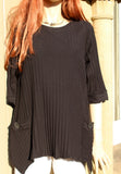 focus black ribbed cotton ladies tunic with pockets