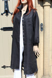 longer length ladies linen shirt or coat black
