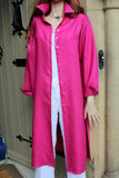 longer length ladies linen shirt or coat fuchsia