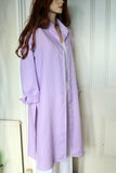 longer length ladies linen shirt or coat lilac