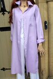 longer length ladies linen shirt or coat lilac