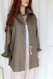 womens fine linen shirt, jacket, tunic in khaki