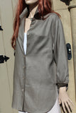 womens fine linen shirt, jacket, tunic in khaki