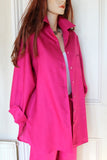 womens fine linen shirt, jacket, tunic in fuchsia