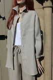 womens fine linen shirt, jacket, tunic in natural