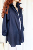 womens fine linen shirt, jacket, tunic in navy