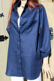womens fine linen shirt, jacket, tunic in navy