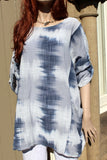 ladies italian meshy cotton swish print pocket tunic beige 