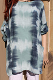 ladies italian meshy cotton swish print pocket tunic teal