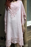 womens italian lacey cotton kaftan pale pink