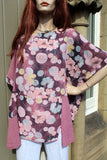 ladies italian meshy cotton floral panel tunic plum