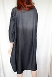 ladies italian cotton denim dress grey black denim