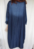 ladies italian dark blue cotton denim dress with two pockets