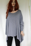 ladies italian one size soft fleecy jersey tunic marled grey