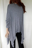 ladies italian one size soft fleecy jersey tunic marled grey