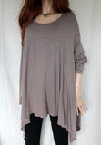 ladies italian one size soft fleecy jersey tunic taupe