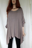 ladies italian one size soft fleecy jersey tunic taupe