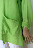 womens italian fine linen long sleeve pocket tunic lime