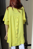 womens italian linen back button tunic in lemon
