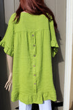 womens italian linen back button tunic in lime