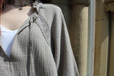womens italian waffle cotton tunic with long sleeves in taupe