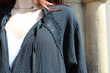 womens italian cotton tunic with long sleeves in black