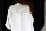 womens italian fine cotton grandad shirt white