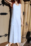 womens linen sundress with pockets pale blue