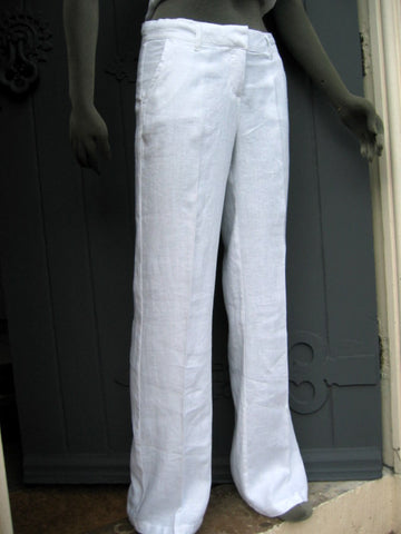 loose leg womens linen trousers white